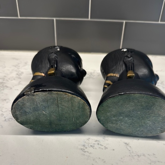 Vintage Ebony and Gold Accent Busts - Picture 9 of 10